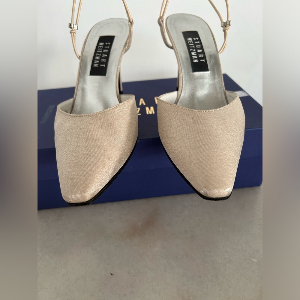 Stuart Weitzman Bone Shimmer 3.5” Heel Size 7.5 - image 5